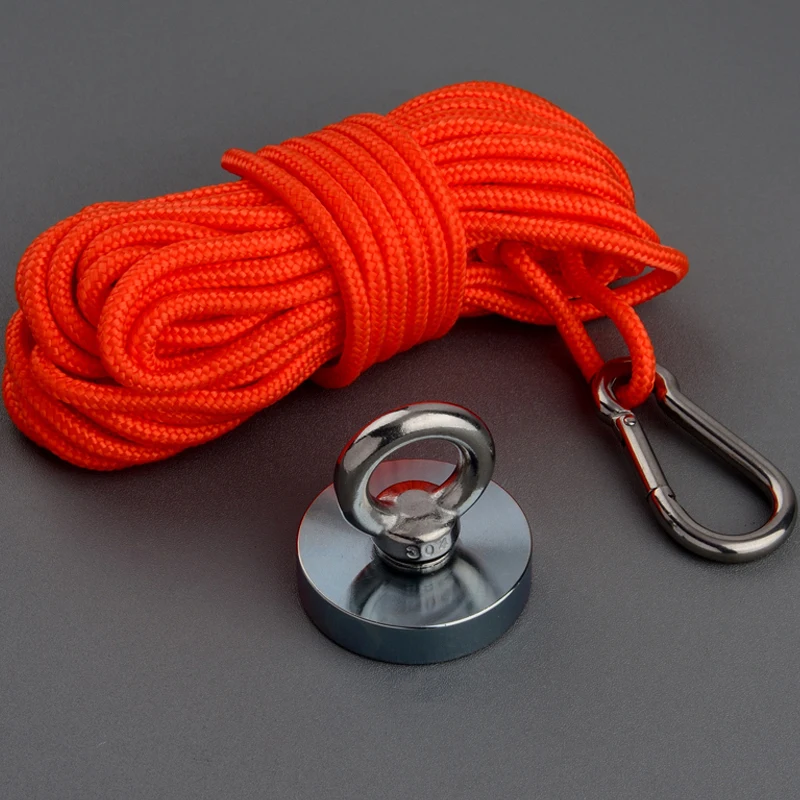 200kg Magnet Strong Powerful Neodymium N52 Magnet 60mm Salvage Magnet Fishing Magnets Magnetic Material Base Pot with 20m Rope