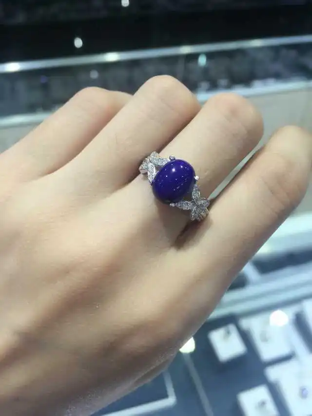 

Natural blue lapis lazuli Ring Natural gemstone Ring 925 sterling silver trendy elegant bow-knot for women's party fine Jewelry