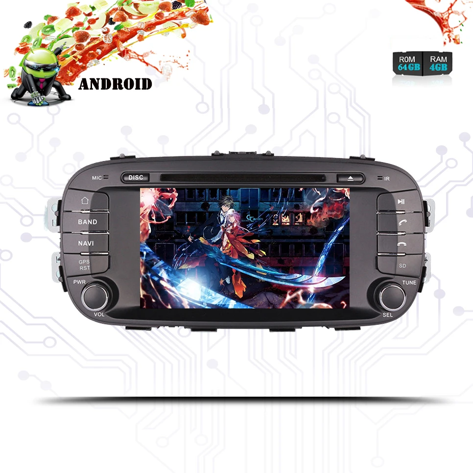 Sale 2 DIN 1024*600 RAM 4G Android 9.0 Car DVD For Kia Soul 2014 2015 2016 Octa Core 64G ROM Radio GPS Player Head Unit Tape Recorder 3