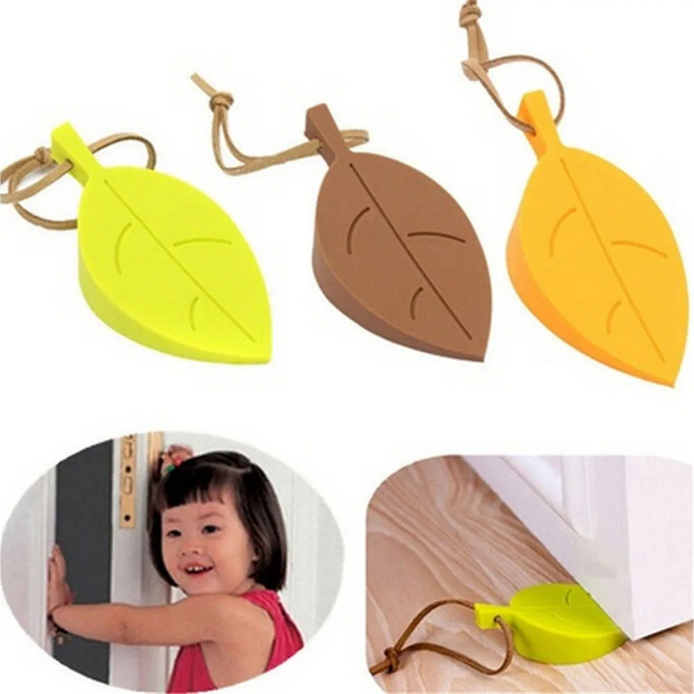 

Hot Silicone Rubber Door Stopper Cute Autumn Leaf Style Home Decor Finger Safety Protection Wedge Kid Baby Safe Doorways