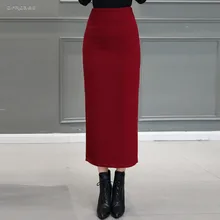Новые поступления зимние толстые шерстяные длинные юбки для женщин с высокой талией повседневные сексуальные шерстяные тонкие юбки-Карандаш Макси женские