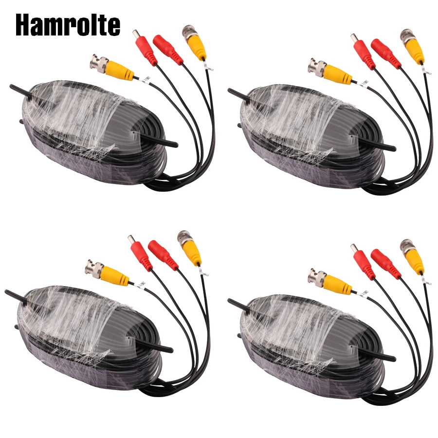 

Hamrolte 4pcs/lot 18.3M 60FTCCTV Power Video BNC + DC plug cable for CCTV and CCTV Camera Surveillant System