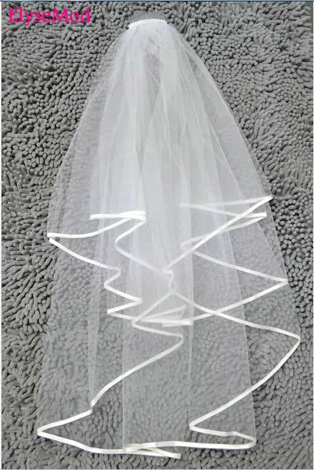 

Mariage 75cm Satin Edage Short Tulle Ivory/White Bridal 2T Veils Wedding Accessories Velos Novia