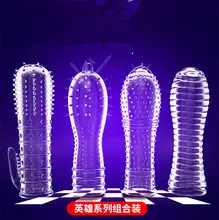 4pcsTransparent Penis Sleeve Set Gspot Stimulate for Men Extensions Condom Sex For Penis Accessories Extender Male Dildo Toys