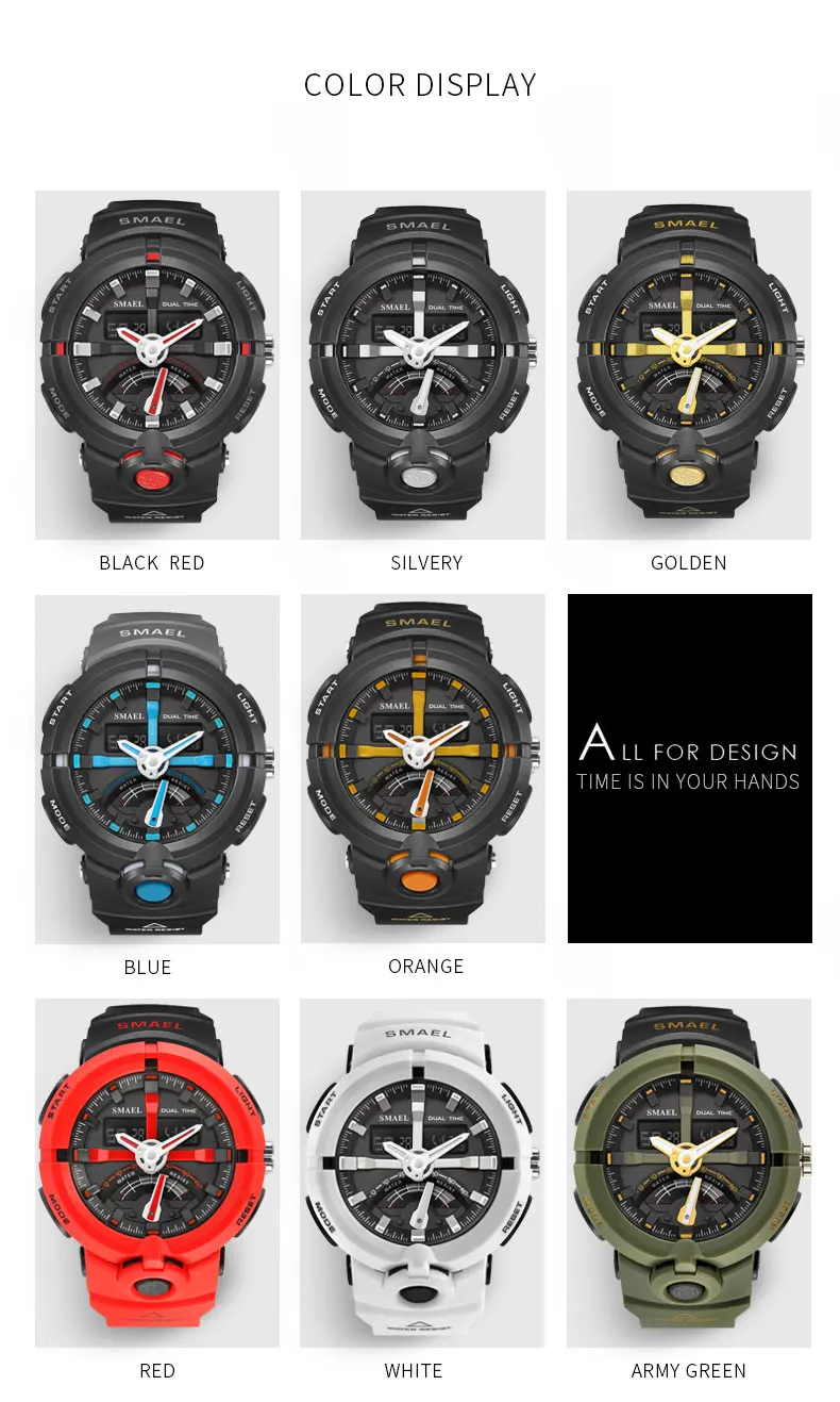 Военные часы, водонепроницаемые, SMAEL, ударные, цифровые, relogio masculino, кварцевые наручные часы, мужские спортивные часы, 1637 светодиодный, красные армейские часы