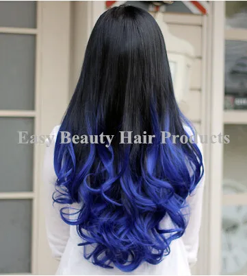 Synthetic Wavy Half Wigs T1b Blue Ombre Colored Hair None Lace Wigs Buy Online Wigs For African Americans Sale Freeshipping Wig Part Wig Mixwig Union Aliexpress