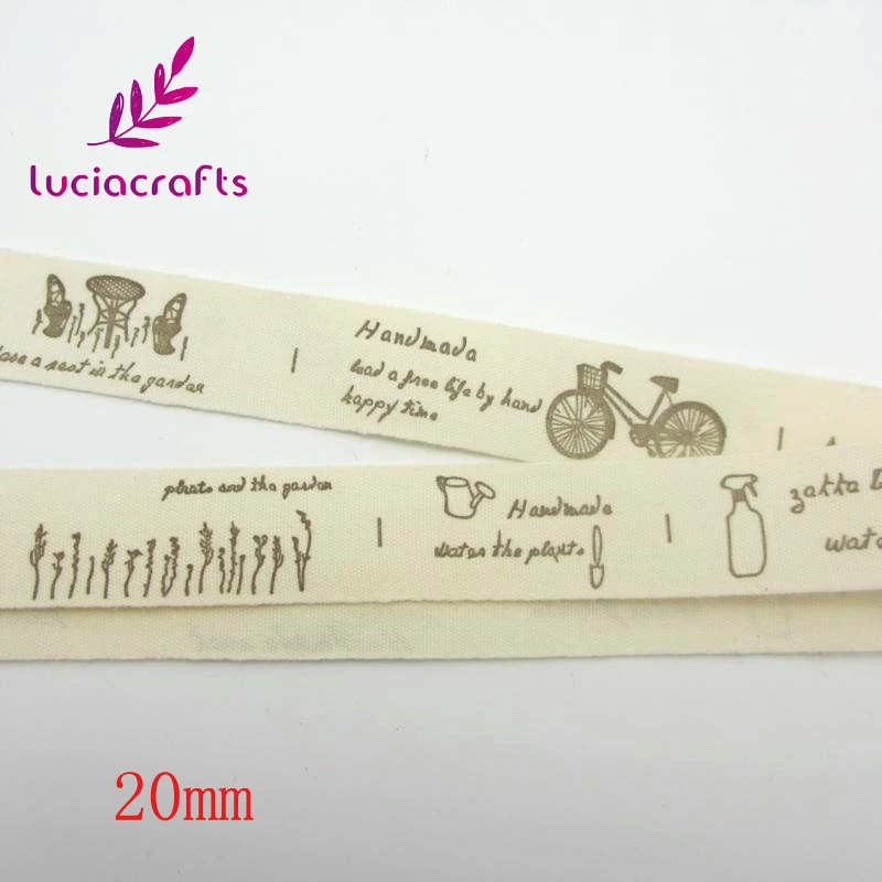 Lucia crafts 5y мульти опция "Hand made" дизайн печатных хлопчатобумажная лента DIY Швейные и упаковочные аксессуары Q0402