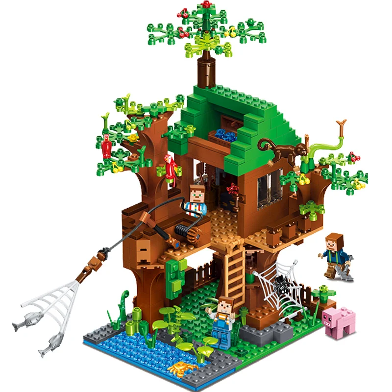 Block building Minecrafte FishVille with 11 mini figures model Ninjago Dragon Blocks Compatible Legoed Bricks toys for Kids