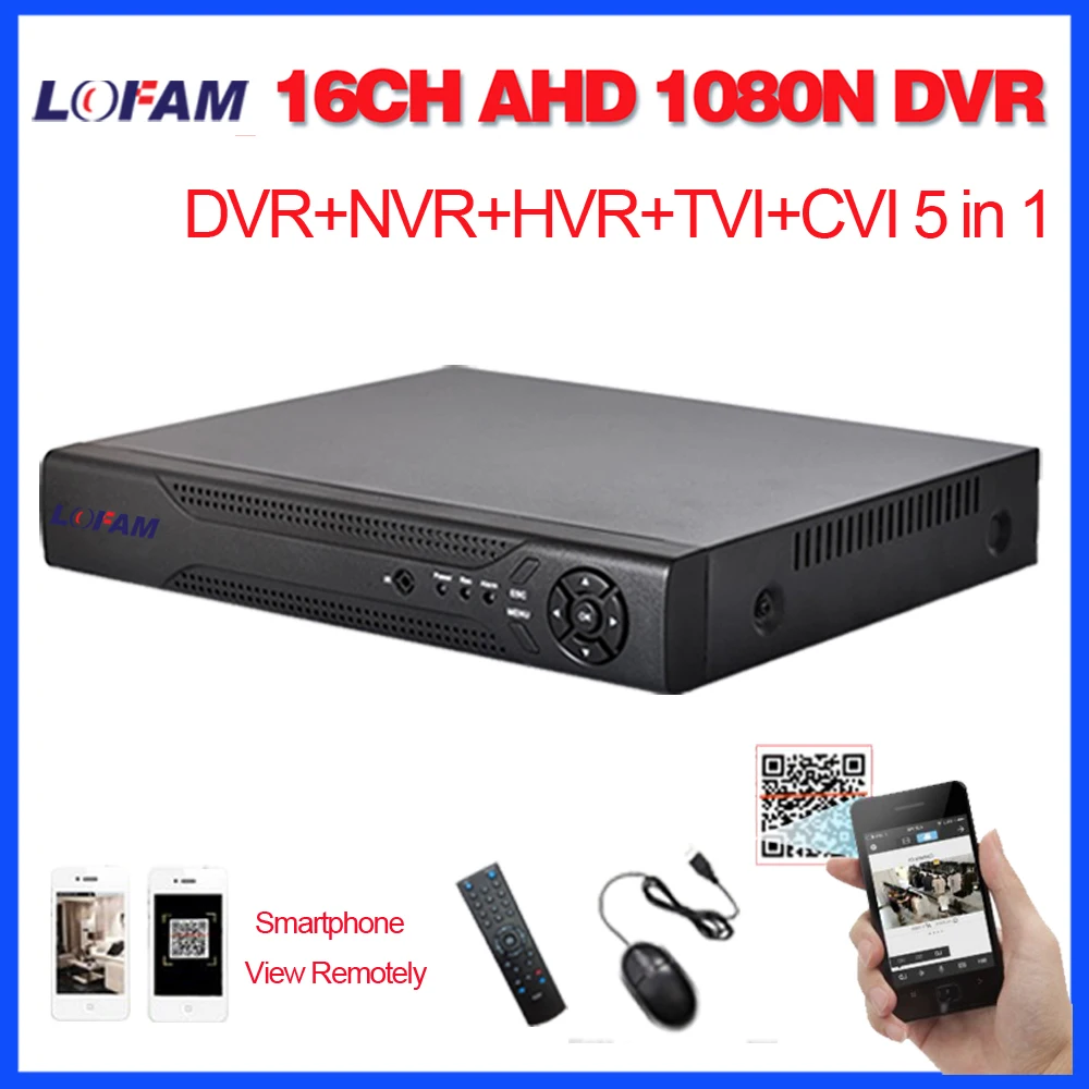 LOFAM 16CH DVR NVR AHD 1080N 1080P CCTV безопасности DVR видео рекордер HDMI 16CH наблюдения DVR для аналоговых AHD IP CVI TVI камер