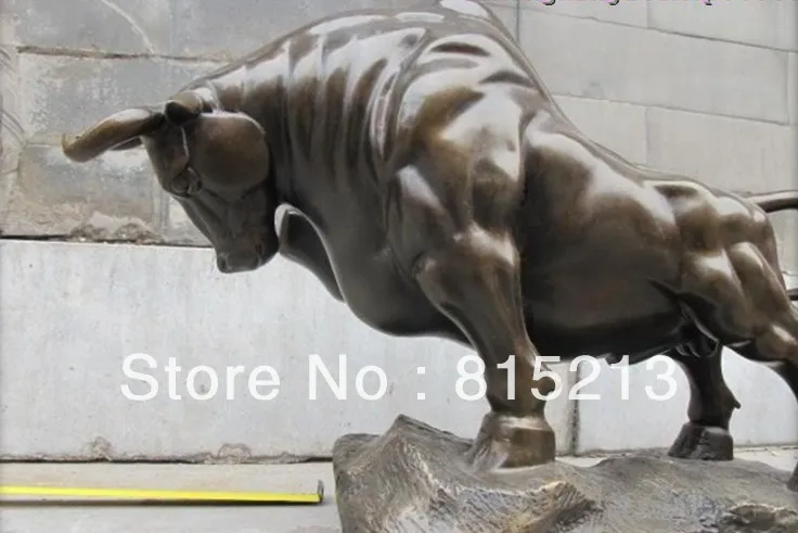 Bi00109 Китайский Pure Бронзовая статуя Классический Wall Street УДАЧИ OX Искусство Скульптура