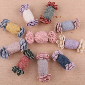 

2018 Winter style 30pcs/lot color printing cartoon candy shape Non-wove handmade felt diy jewelry hair/garments accessory