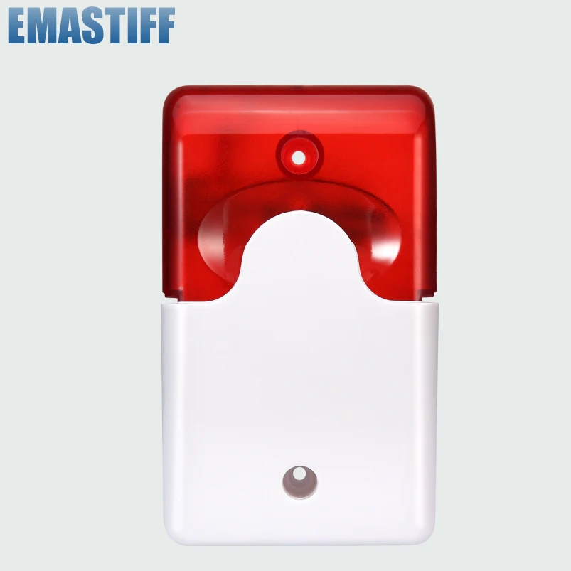 

eMastiff 110dB Volume Wired Strobe Flash Alarm Siren Horn 12VDC Red Light For Alarm System Security