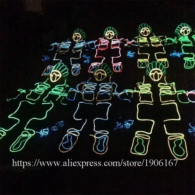 Led Luminous EL Wire Robot Suit Set For DJ DS Illuminated Ballroom Costume Dance Clothing For Stage Nightclub 02