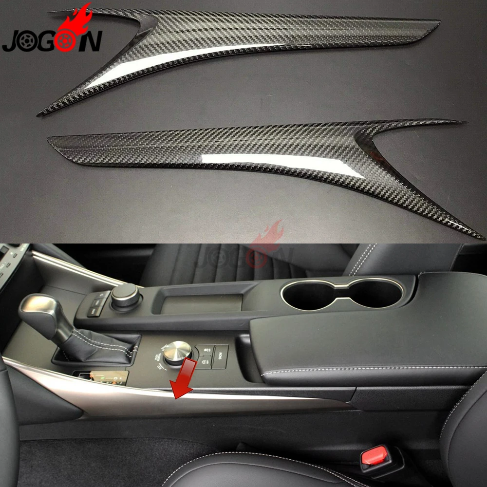 2pcs Real Carbon Fiber For LEXUS IS IS250 IS300 IS350 Turbo 2014-2019 Car  Centre Console Gear Shift Panel Side Strip Cover Trim