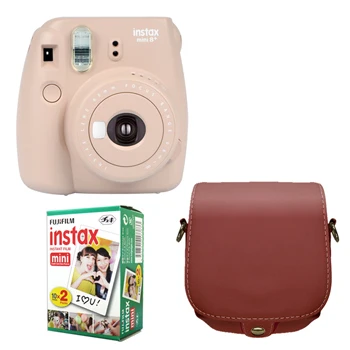 Fujifilm Instax Mini 8 Plus камера 5 цветов+ Fuji Instant 20 пленка белый край фото Обычная картинка+ PU кожаная сумка - Цвет: Cocoa