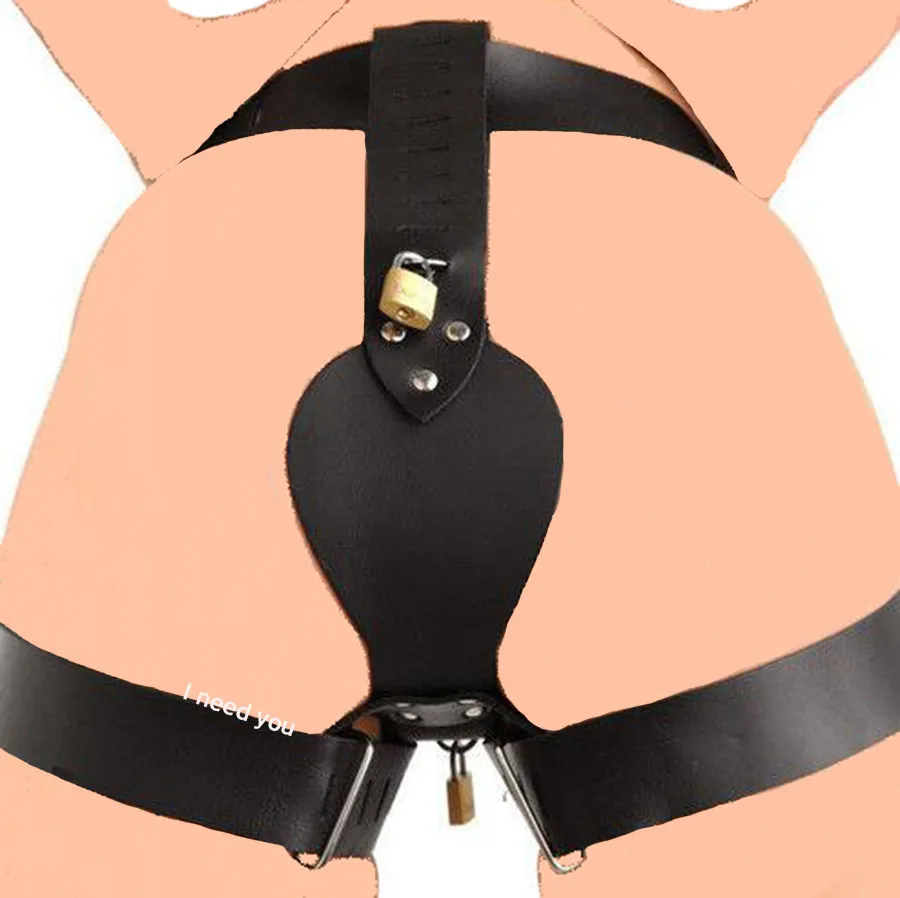 Leather Adjustable Female Chastity Belt,Strap-in Cover Crotch Area Belt, Women's Thong Harness System