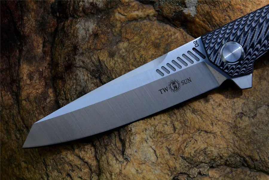 Najtaniej TWOSUN TS16 G10 składany nóż D2 Satin blade ceramiczne łożysko kulkowe podkładka czarny odkryty scyzoryk na camping narzędzia edc na prezent