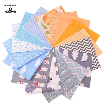 

QUANFANG 16pcs/lot printing Twill Cotton Fabric For Patchwork Tissue Cloth DIY,Sewing,Quilting,Material Baby Children 20cmx25cm