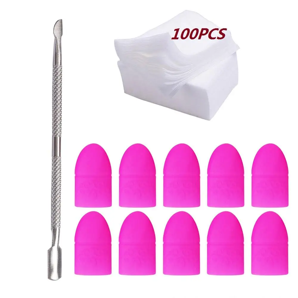

Nail Art Tools Set Lint-Free Nail Wipes Napkins Nail Polish Remover Clip Caps Dead Skin Pusher Set For Manicure UV Gel Polish