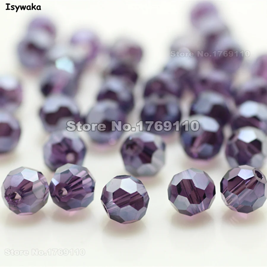 

Isywaka 100pcs Purple AB Color Round 6mm Austria Crystal Beads charm Glass Beads Loose Spacer Bead for Jewelry Making