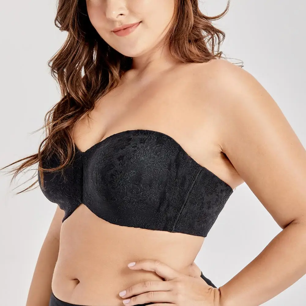 

Women's Plus Size Non-padded Underwire Floral Jacquard Multitway Strapless Bra