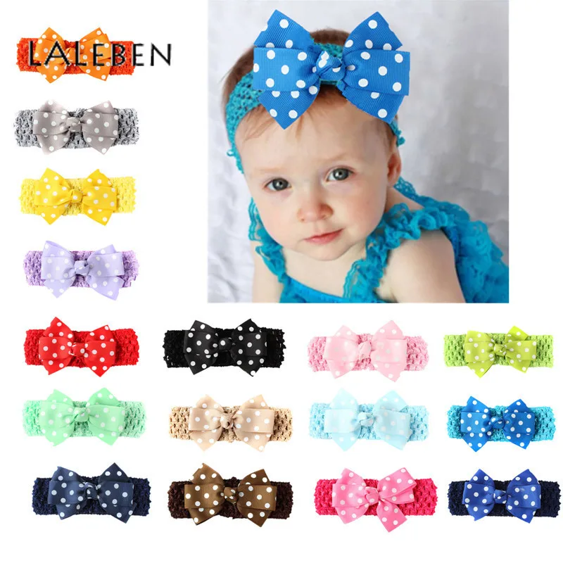 

Laleben Adjustable Cloth Dot Baby Bow Baby Hair Accessories Colorful Soft Newborn Headband for 0-18M