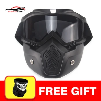 

New Motorcycle Modular Mask Detachable Goggles and Mouth Filter Oculos Motocross Helmet Moto Glasses for 3/4 Open Face Helmet