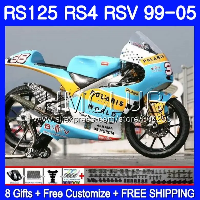 RS4 для Aprilia RS 125 99 00 01 02 03 04 05 122HM. 1 RSV125R RS-125 RSV125 R 1999 2000 2001 2002 2003 2005 не гонки голубой обтекатели