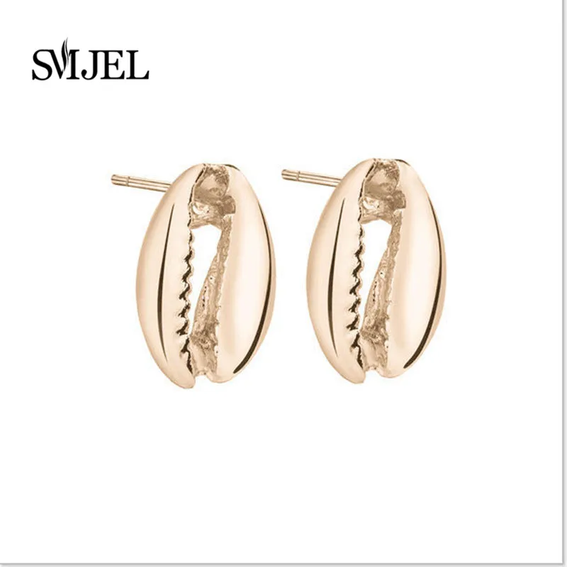 

SMJEL Cowrie Shell Stud Earrings Boho Ocean Beach Seashell Earrings for Women and Girls Brincos Jewelry 2019 Wholesale