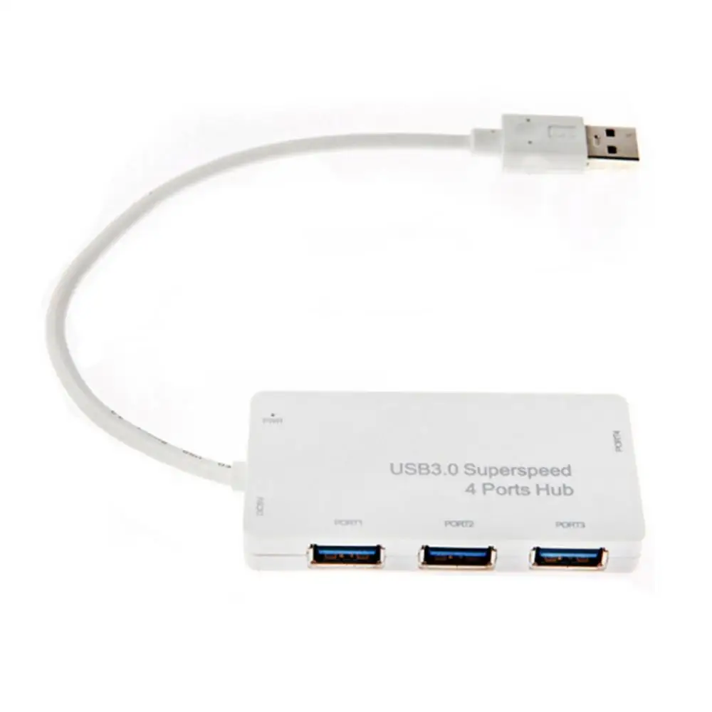 White 4 порта USB 3,0 концентратор переходник разветвитель высокоскоростной 5 Гбит/с для ПК ноутбука адаптер концентратор - Цвет: White