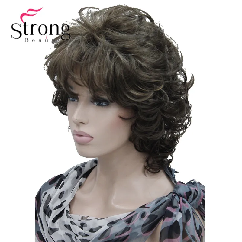 E-1560A 8TT124 (2)Super sexy curly Medium brown with ginger highlight 14 women' synthetic wig 8TT124 (3)