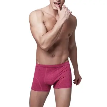 

Cotton Men Underwear Boxers Solid Colored Cotton Pants In The Waist Men Bottoms U Convex Breathable Angle Hot Sale