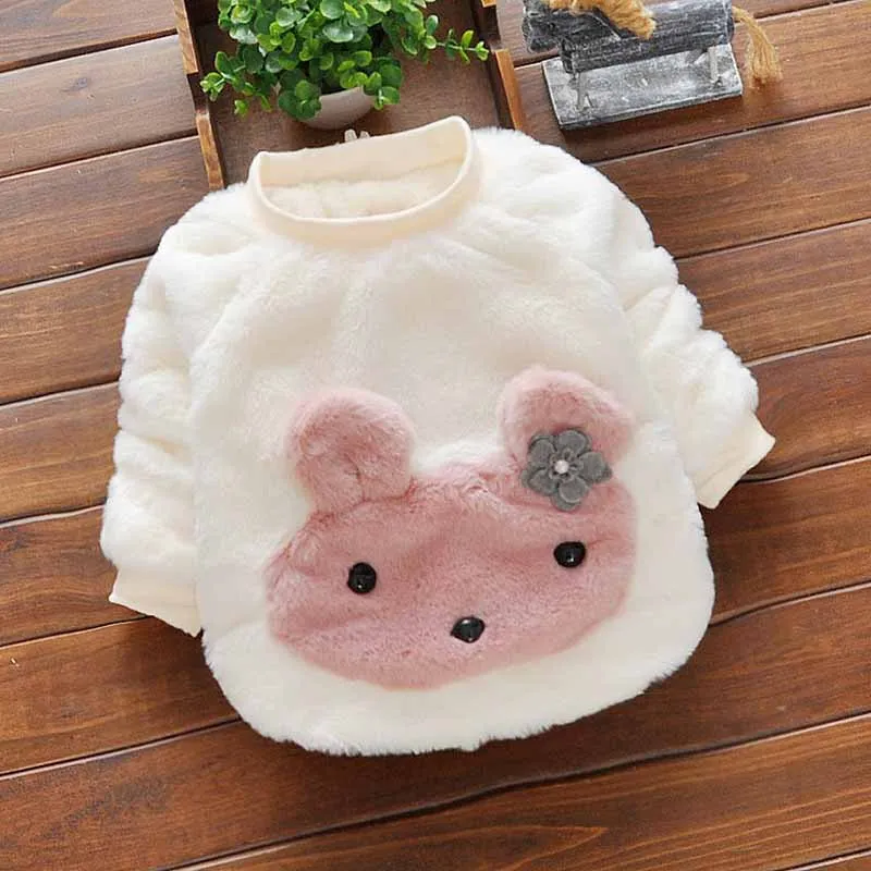 

BibiCola Winter Baby Girl Kids Sweater warm Furry Little rabbit Tops For baby Girls Coats Children Outwear Clothes For Girls