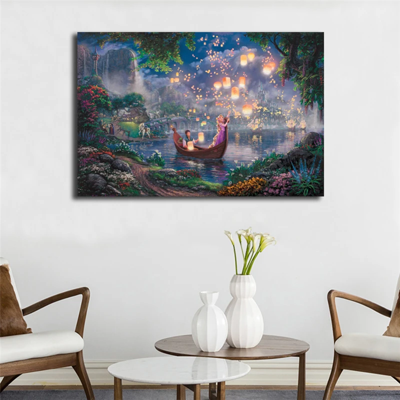 

Thomas Kinkade Long Hair Princess Wall Art Canvas Poster And Print Canvas Painting Decorative Picture Office Bedroom Home Decor