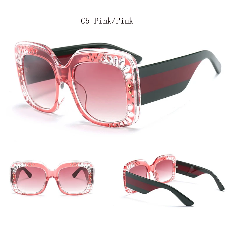 Oversize Square Frame Rhinestone Sunglasses 2018 - Trending Fashion HTB1WPp5XAfb uJkHFNRq6A3vpXaL - Oversize Square Frame Rhinestone Sunglasses 2018 - Trending Fashion