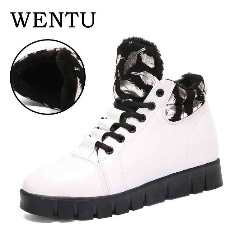

Female Shoes Casual Canvas Sneakers Ankle High Top Platform Woman Shoes Winter Plush Women's Boot Warm Sneakers White For Women