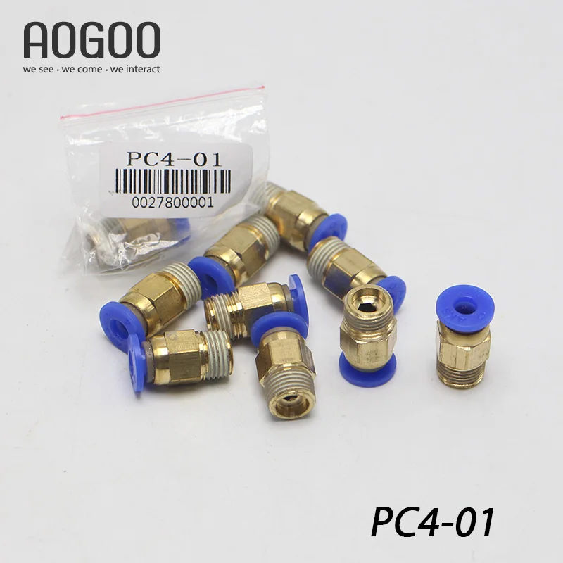 

10Pcs/lot Tube 4mm Thread Straight Throught 1/8" Pneumatic throttle valve Fitting PC series Quick Connector exhaust valve PC4-01