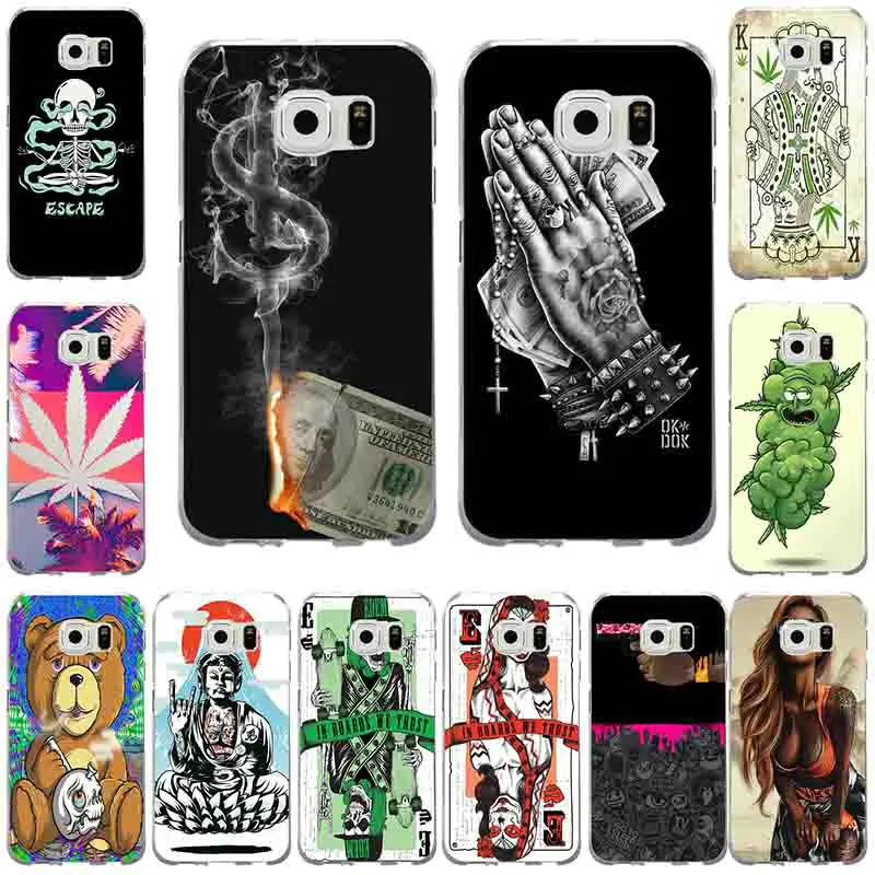 Slim Silicone Soft TPU Phone Cases for Samsung Galaxy S3 S4 S5 Mini S6 S7 S8 S9 S10 Edge Plus Lite Note 5 8 9 Weed Hemp Leaf | Мобильные