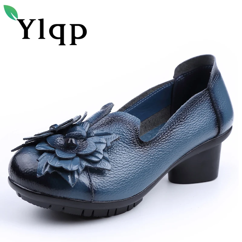 

Ylqp 2018 Autumn Women Shoes Female Retro National Wind Handmade Real Genuine Leather Shoes Ladies Casual Vintage Pumps Zapatos