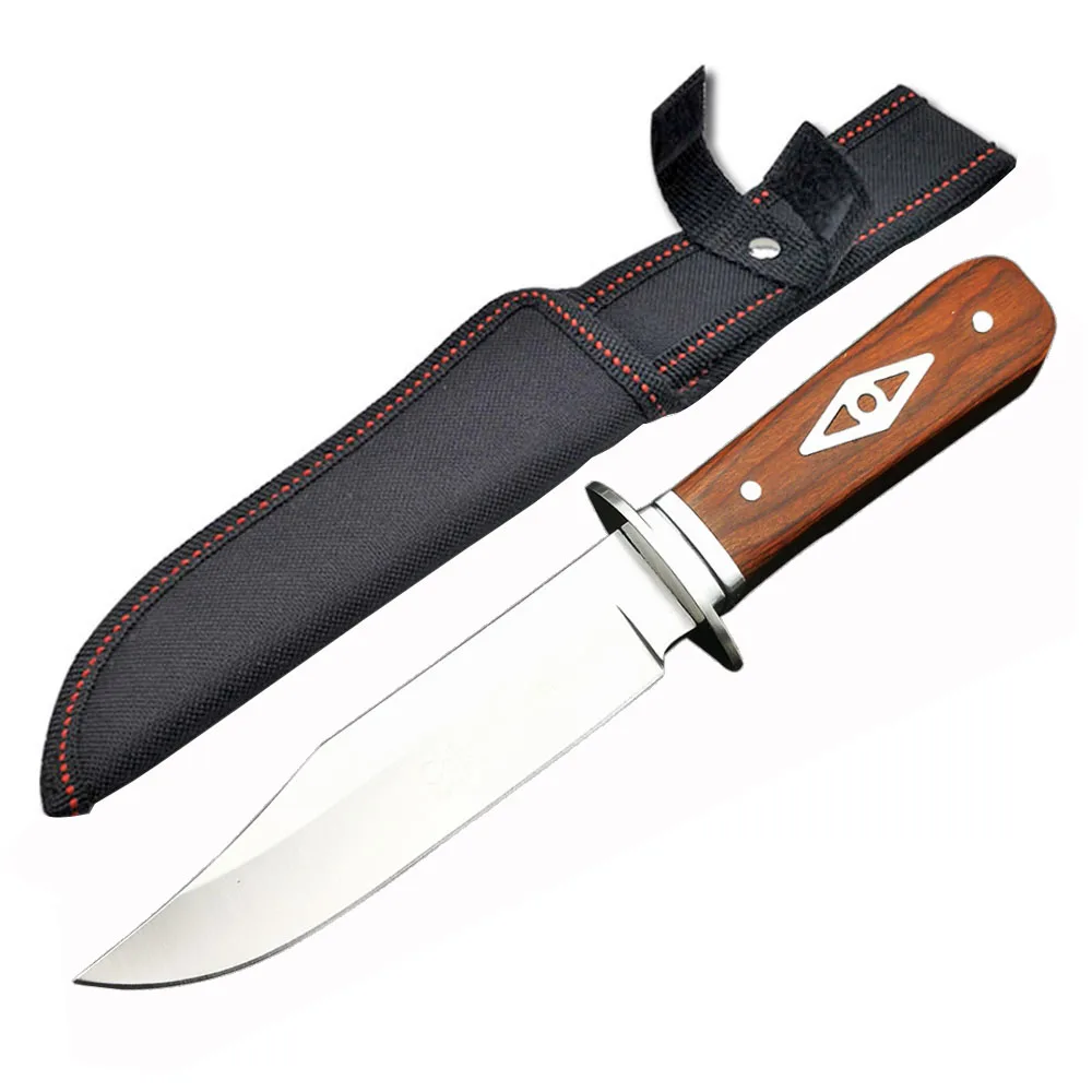 

DuoClang Huntsman Hunting Survival Knives 58HRC High Hardness Wood Knife Handle Outdoor Fixed Blade Knives& Sheath Freeshipping