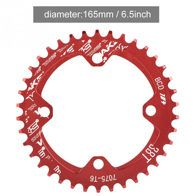 WAKE велосипедный Кривошип 104BCD круглый 32 T/34 T/36 T/38 T цепное кольцо узкая широкая велосипедная Звездочка круг коленчатый набор одна пластина велосипедная часть - Цвет: Red-38T