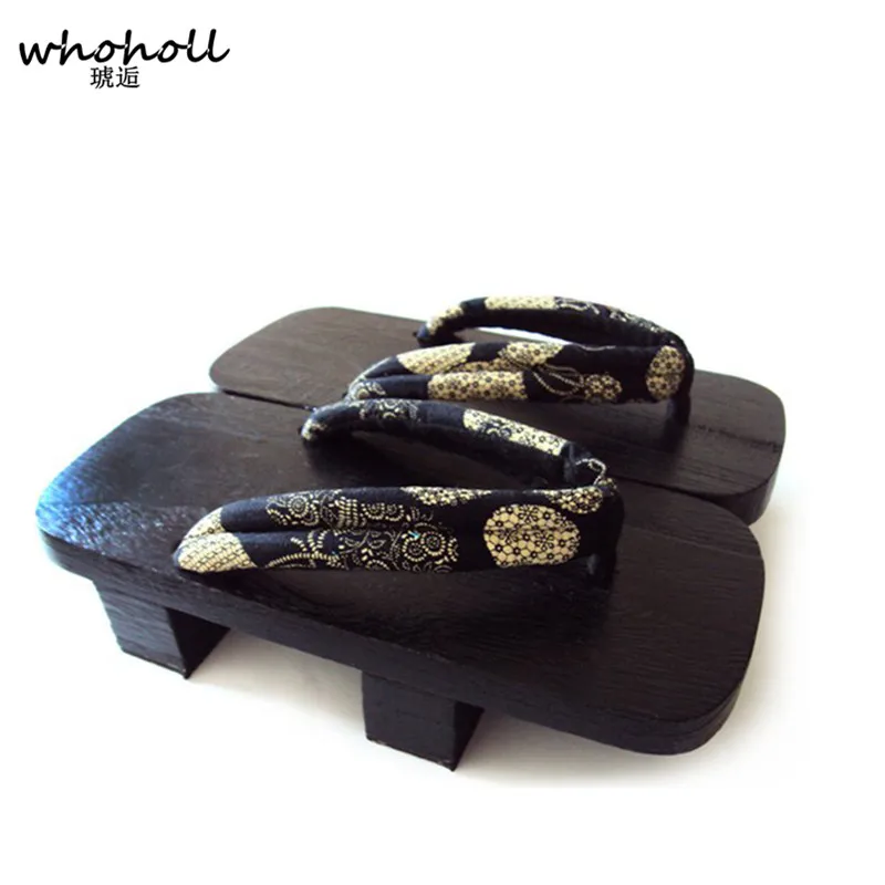 

WHOHOLL Geta Japanese Clogs Kimono slippers Cosplay Costumes Wooden Flip-flops summer Man Women Unisex Slippers Plus Size 33-48
