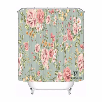 

Custom Big Flower Pink White Gift Waterproof Shower Curtain Home Bath Bathroom s Hooks Polyester Fabric Multi Sizes180509-25