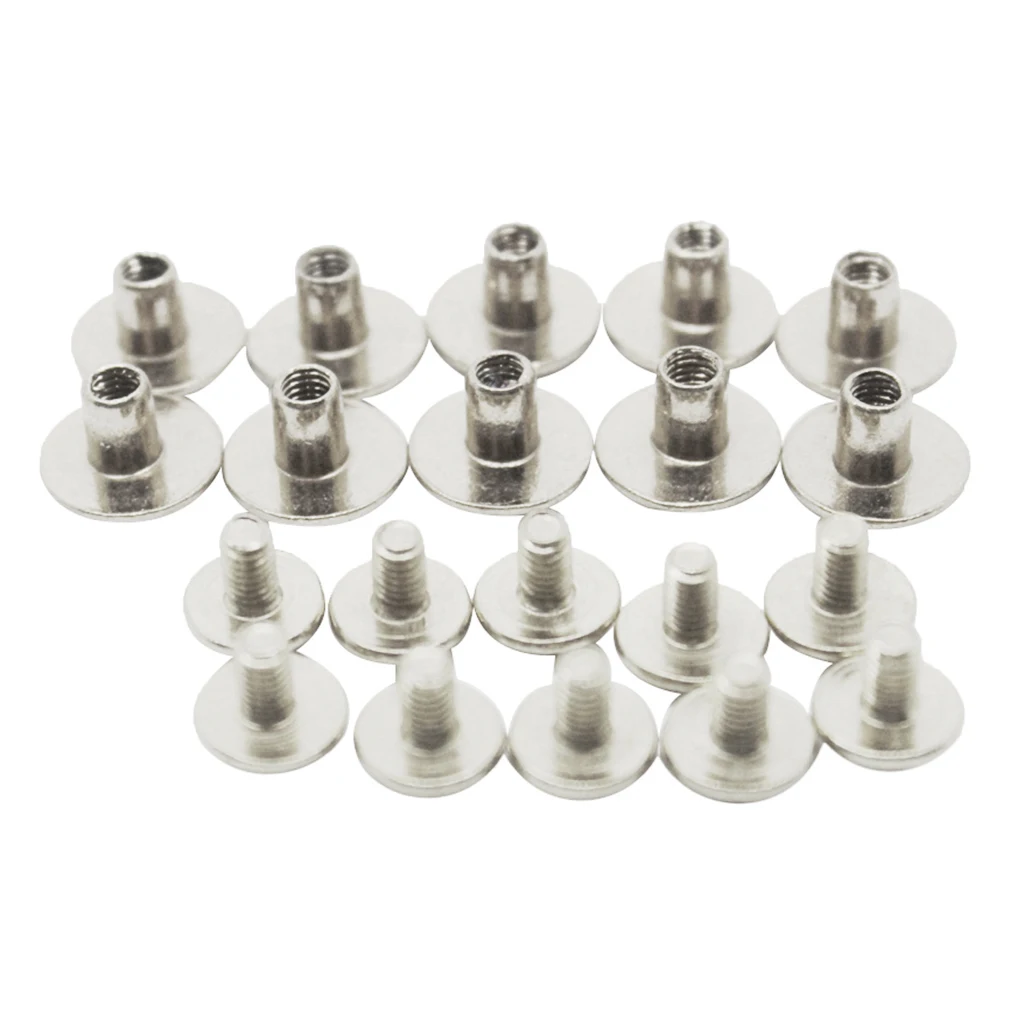 10 Sets DIY Leather Craft Belt Wallet Accessory Nail Rivets Chicago Screws Buttons Silver 5mm