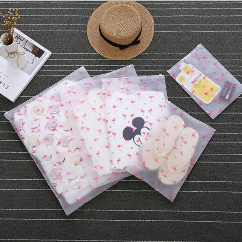 Transparent Travel Accessories Cartoon Flamingo Travel Storage Bag Portable Women Organizers Pouch Toiletry Wash Baggage Storage