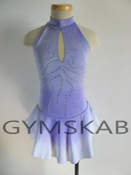 

2018 Purple Figure Skating Dress Women's Girl's Customized Ice Skating Dress Sleeveless Gymnastics Costume 8092
