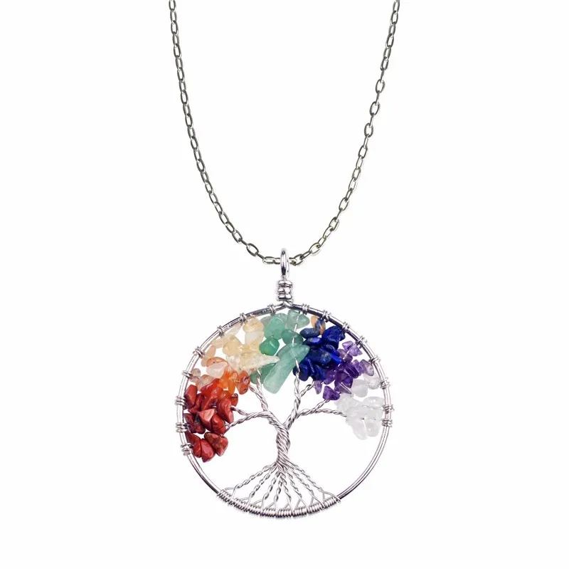 Wholesale 5pcs\lot Tree of life Necklace Natural Quartz Stone Women Fashion Jewelry