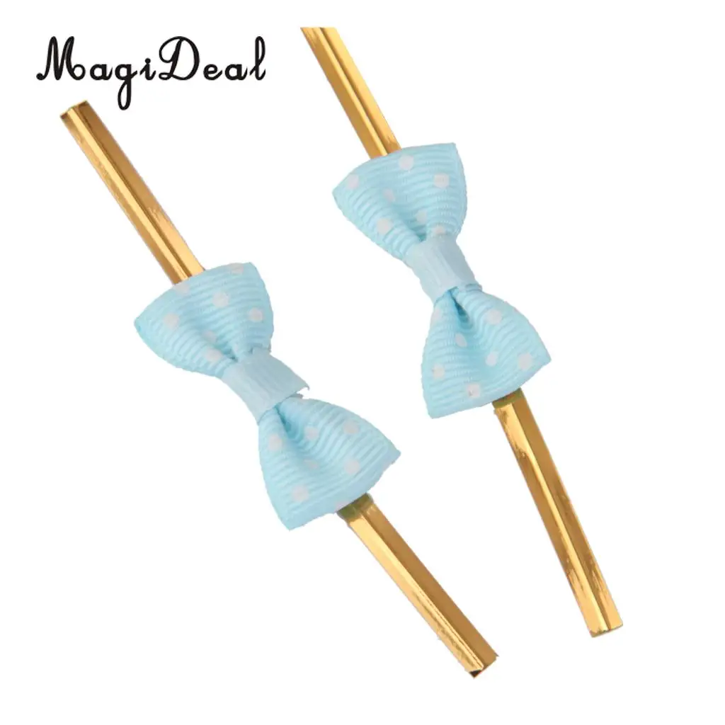 100pcs Metallic Wire Dot Bow Twist Ties Cake Candy Cello Bags Sealing Supplies 8cm