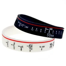 OBH 50 шт. белый и черный гравированный Фокус объектив силиконовый резиновый браслет