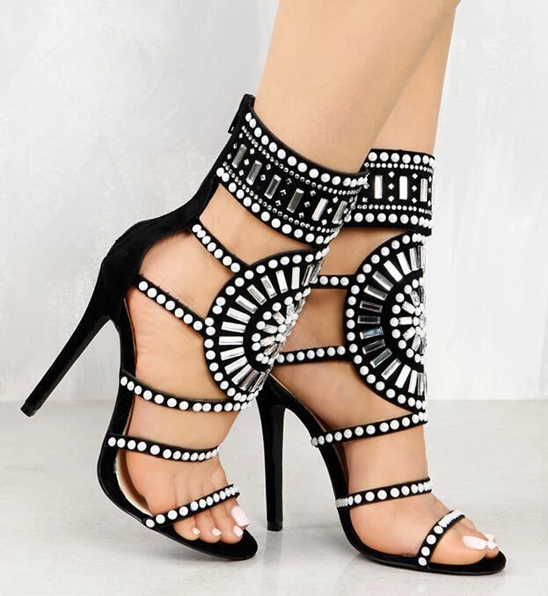 Women Fashion Open Toe Rhinestone Design  High Heel  Sandals  